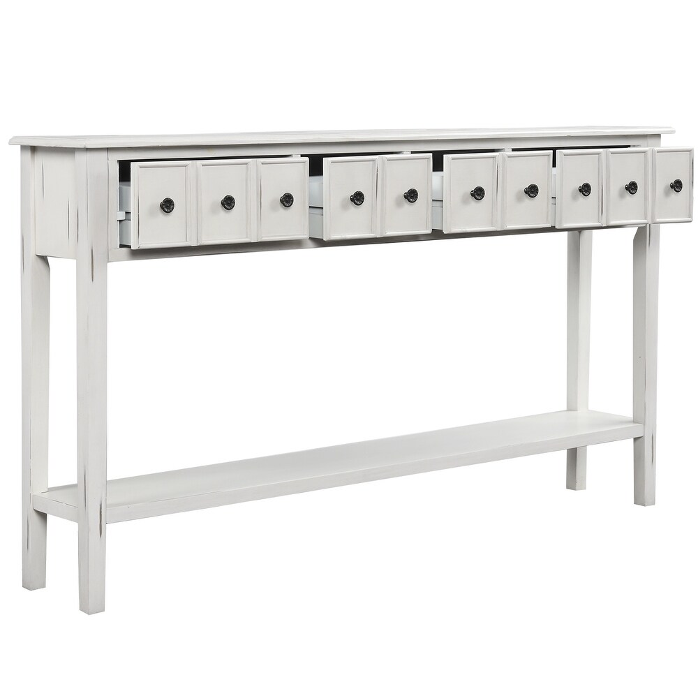 White 60 inch Vintage Wood Console Table