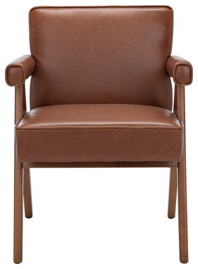 Katie Mid Century Accent Chair Cognac PU/ Walnut   Modern   Armchairs And Accent Chairs   by Virgil Stanis Design  Houzz