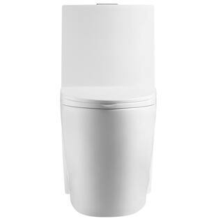 FUNKOL 16 in. Rough-In 1-piece 1.11.6 GPF Dual Flush Elongated Toilet in White Seat Included 21S09lyp01-GW