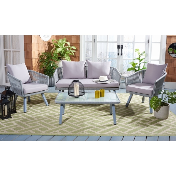 SAFAVIEH Outdoor Belmi 4piece Rope Patio Set