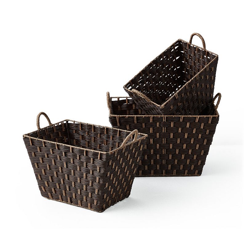 Saddle River Rectangular Tapered Faux Wicker Storage Bin 3-piece Set