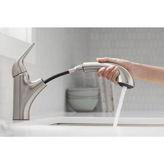 KOHLER Jolt Single Handle Standard Kitchen Faucet in Vibrant Stainless 30612-VS