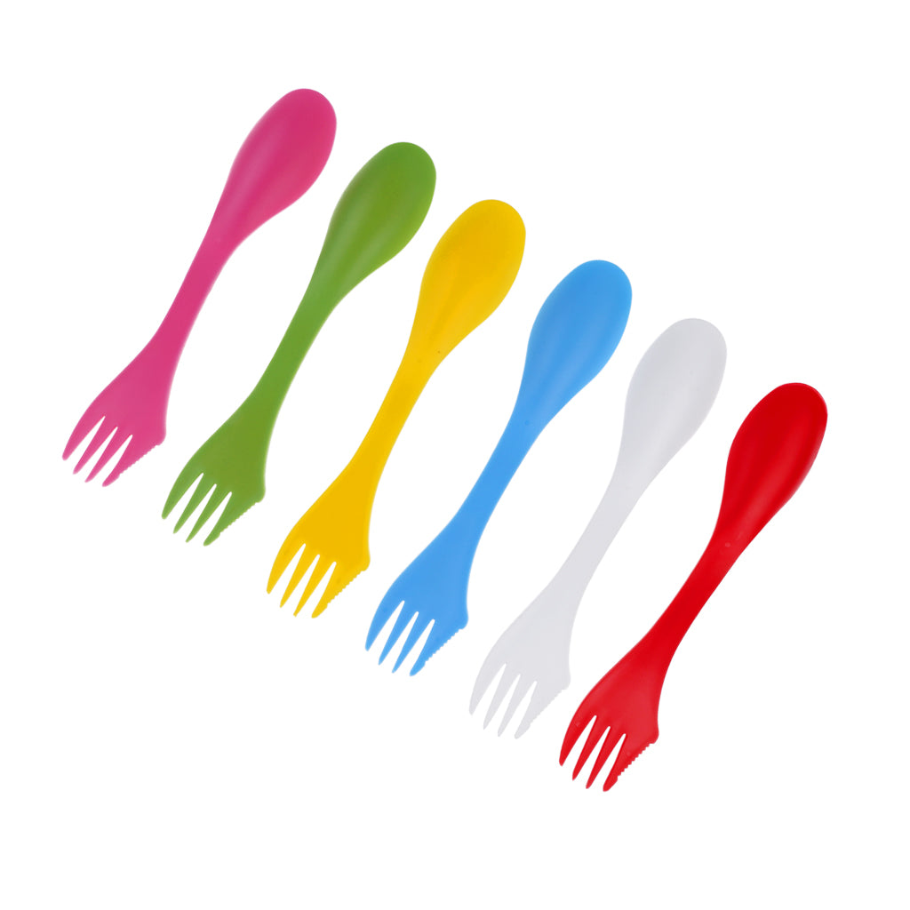 6Pcs Portable Camping Hiking Spork Utensils Cutlery