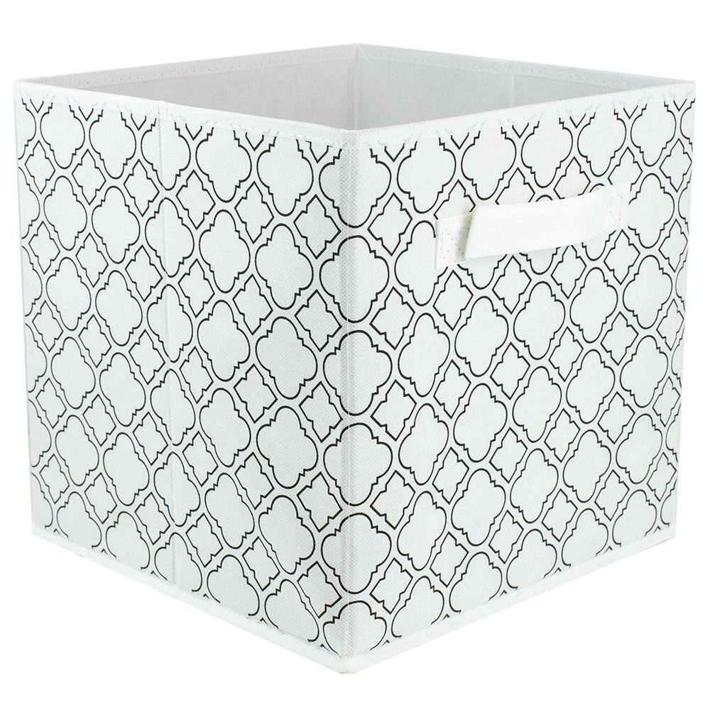 Home Basics 10.5 in. H x 10.5 in. W x 10.5 in. D White Fabric Cube Storage Bin HDC51555