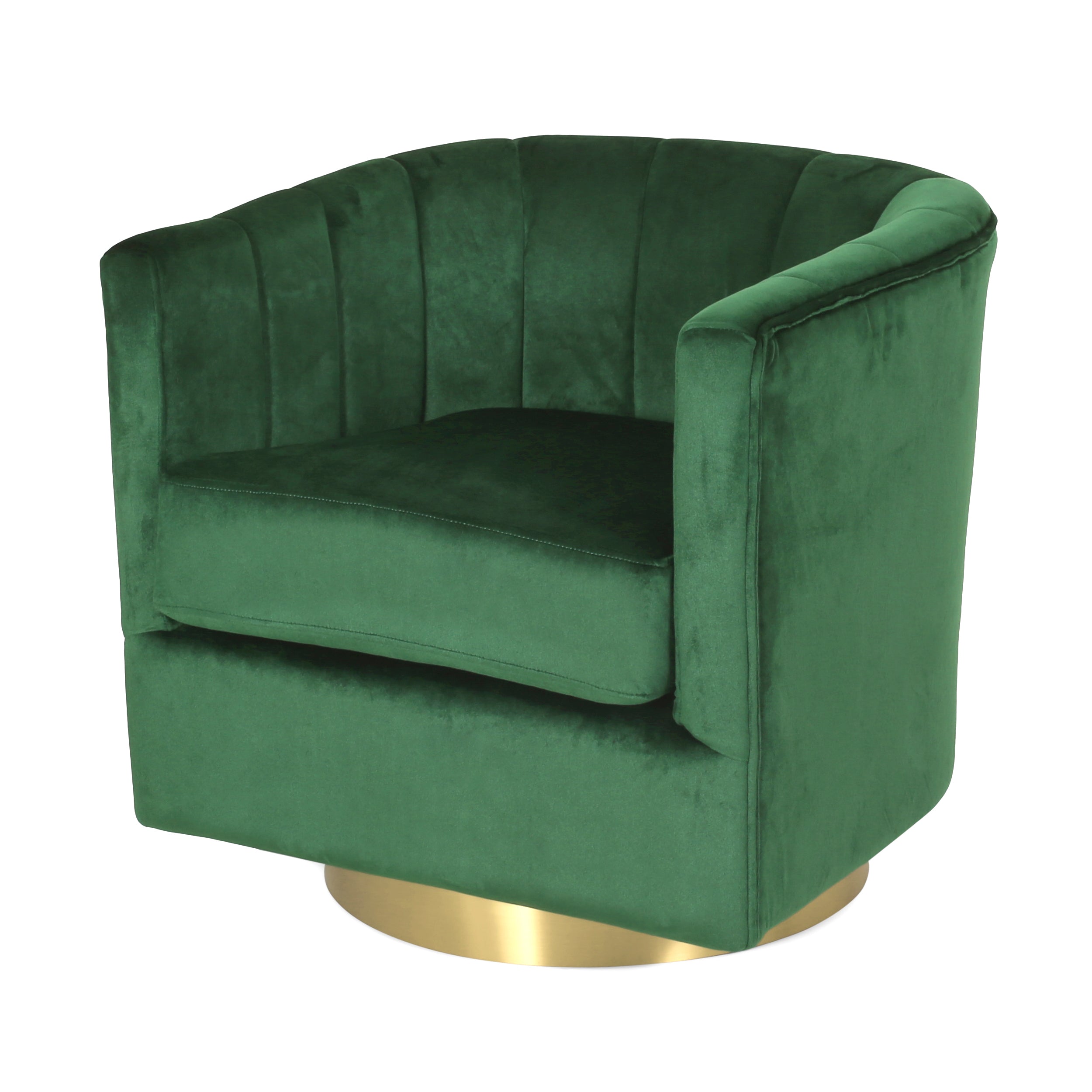 Blairmont Modern Glam Channel Stitch Velvet Swivel Club Chair