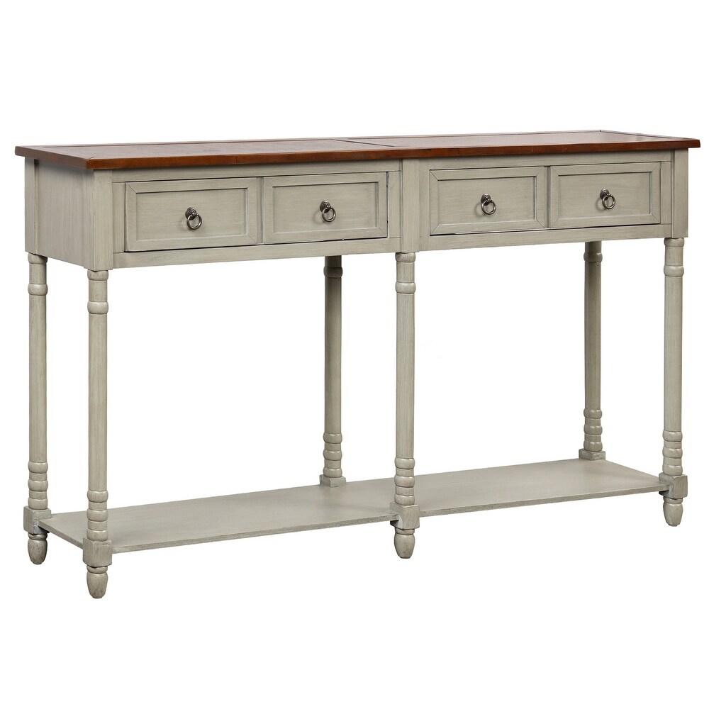 Console Table Sofa Table with Drawers and Long Shelf for Living Room