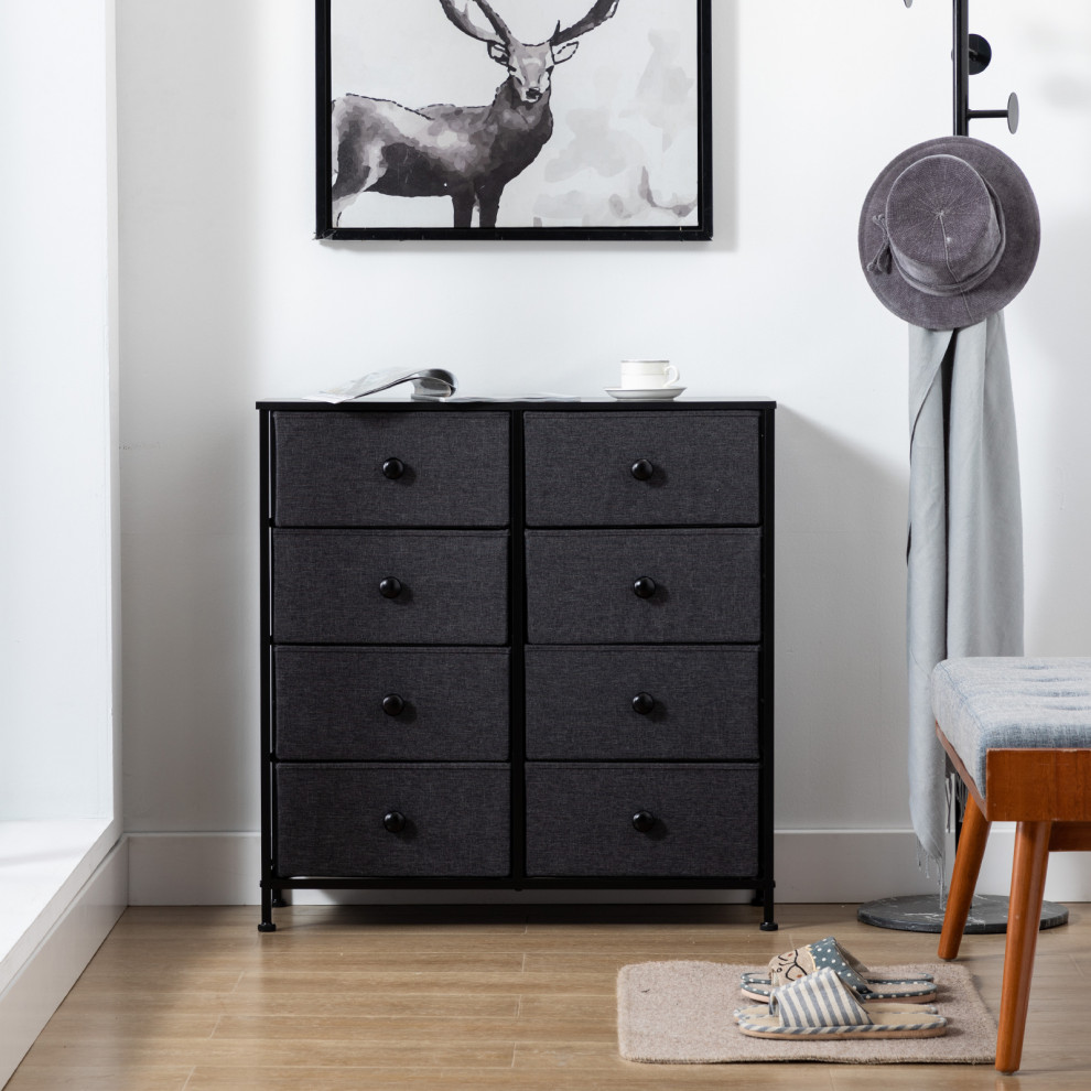 8 Fabric Drawers Steel Frame Double Dresser   Industrial   Dressers   by Duhome inc  Houzz