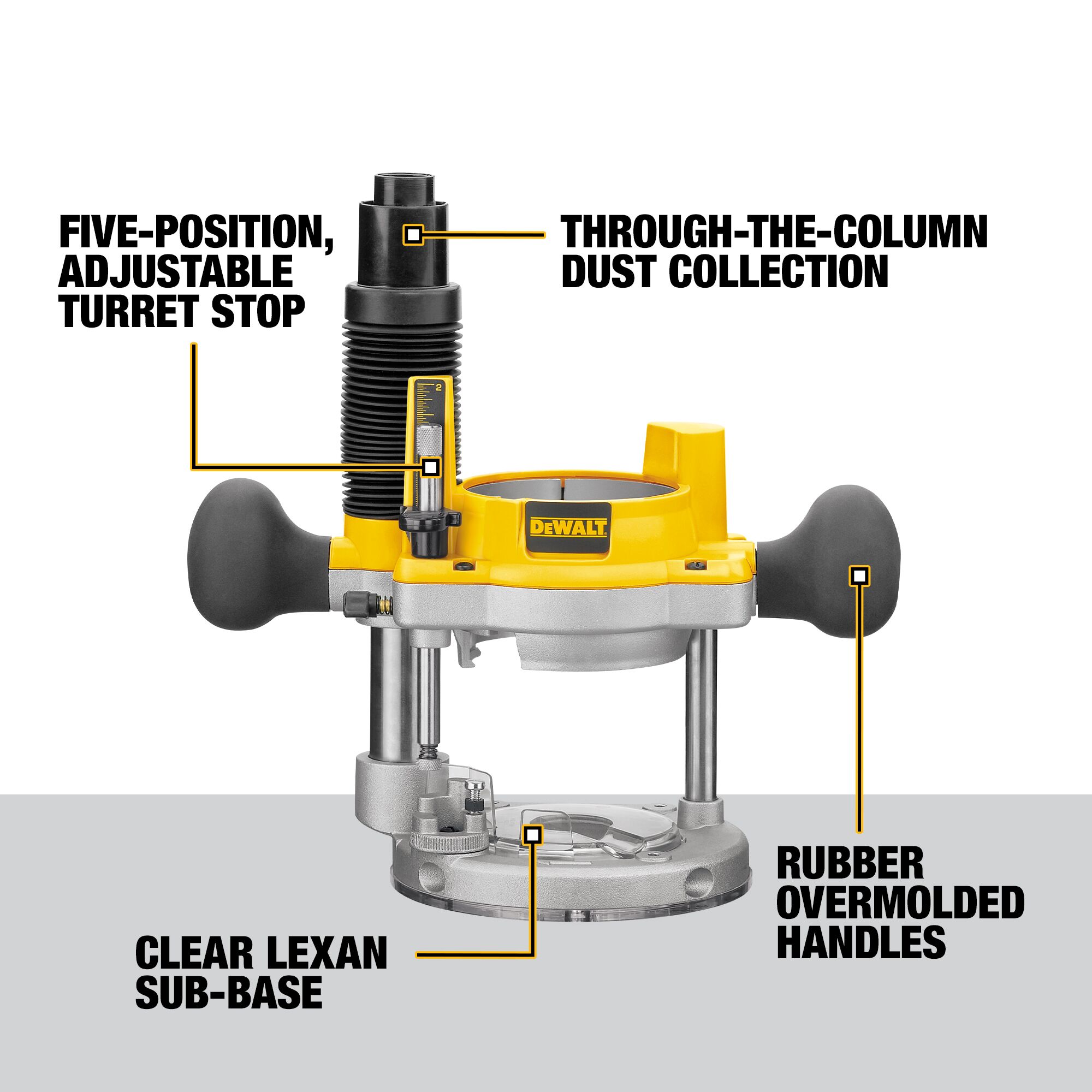 DEWALT DW618PKB 1/4-in and 1/2-in-Amp 2.25-HP Variable Speed Combo Fixed/Plunge Corded Router Soft Case (Tool Only)