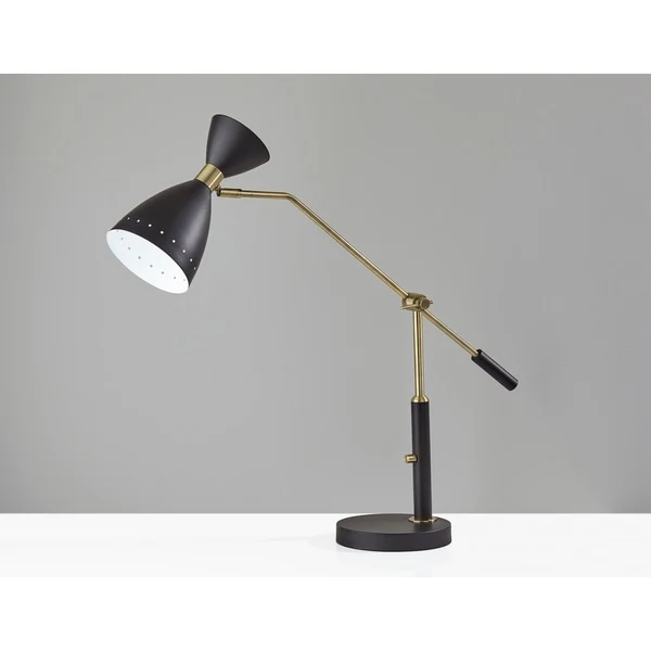 Adesso Black with Antique Brass Adjustable Desk Lamp