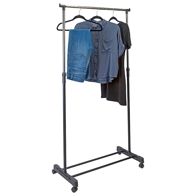 Simplify Single-Tier Adjustable Height Rolling Garment Rack