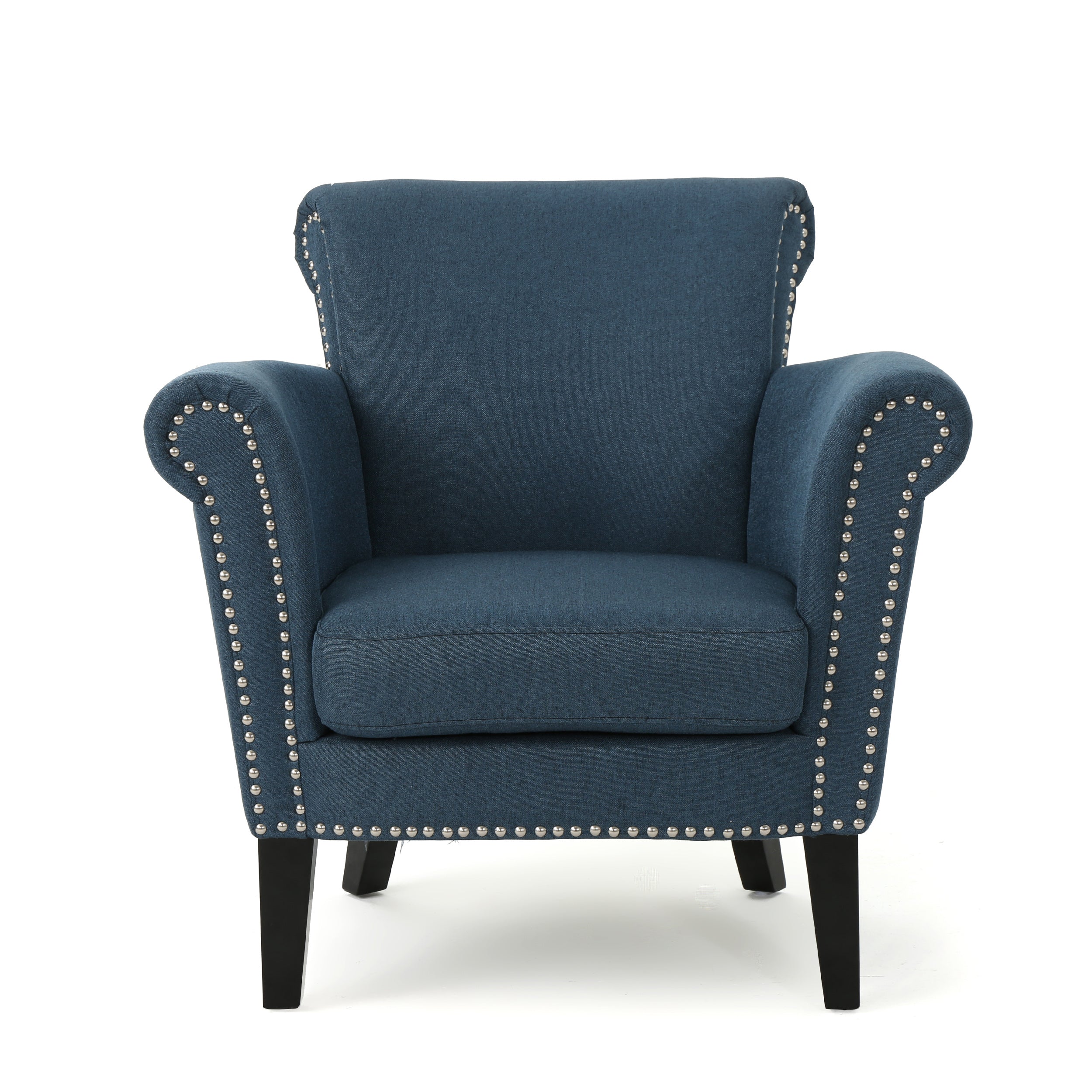 Brice Contemporary Scroll Arm Club Chair with Nailhead Trim