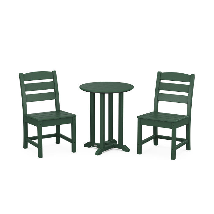 Polywood Lakeside Side Chair 3-Piece Round Bistro Dining Set PWS1302-1