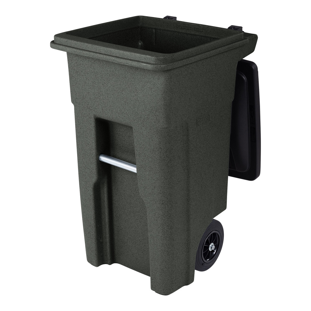 Toter 32 Gallon Greenstone Trash Can with Quiet Wheels and Attached Lid ;