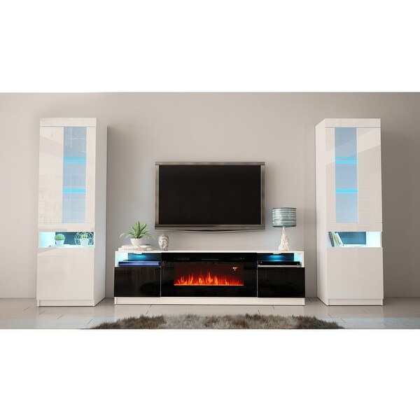 York 02 Electric Fireplace Wall Unit Entertainment Center