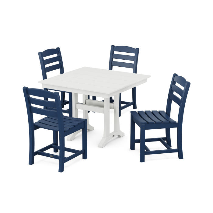 Polywood La Casa Café 5-Piece Farmhouse Trestle Side Chair Dining Set PWS438-1