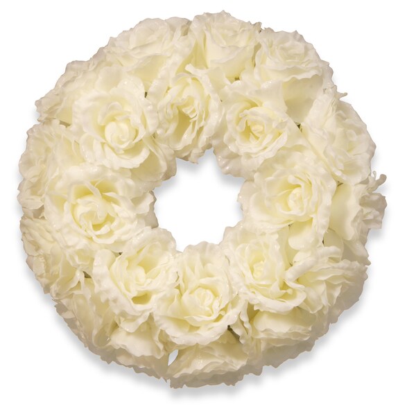 16.5inch Glittered Rose Wreath