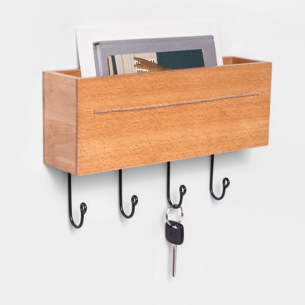 Beechwood Wall Storage With Hooks