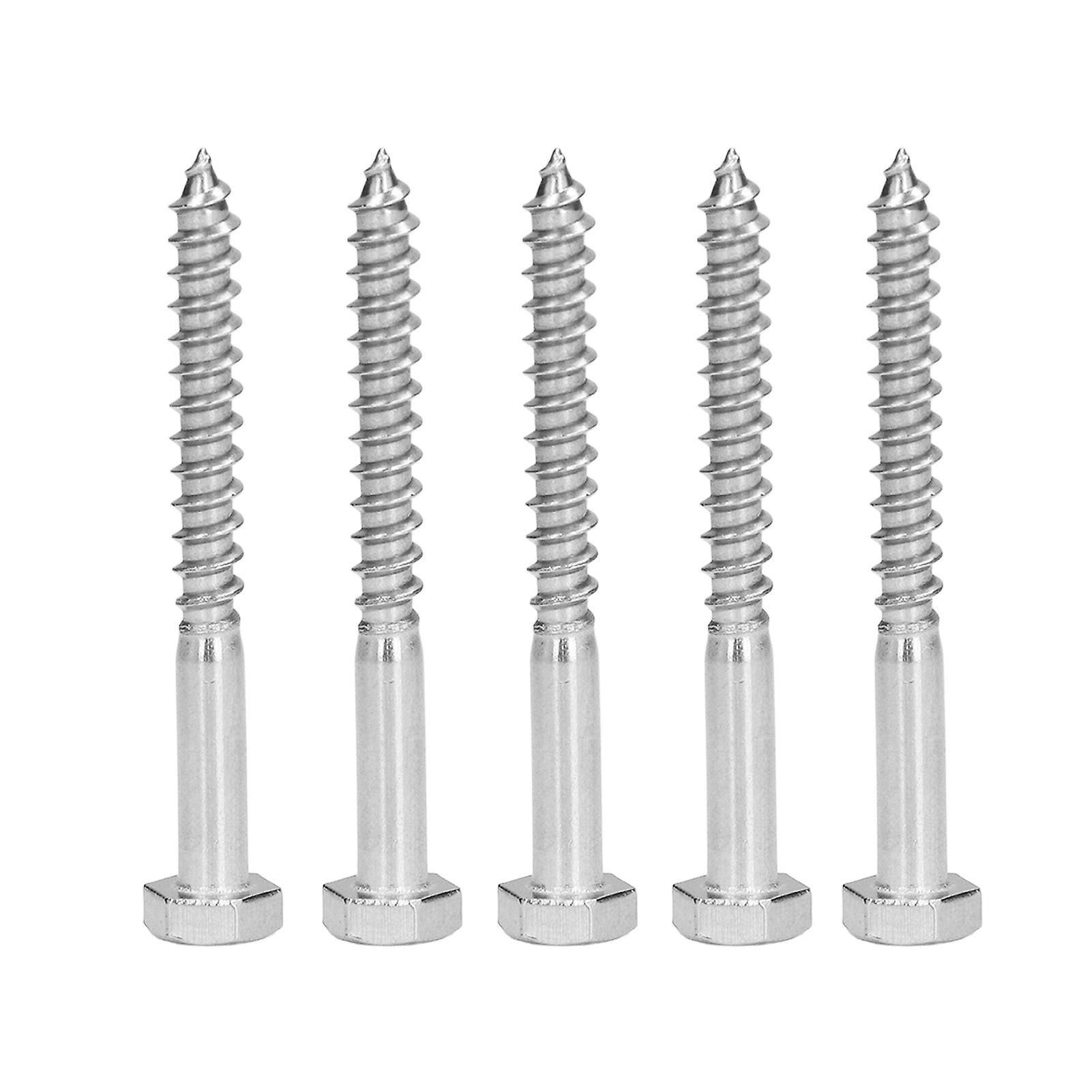 304 Stainless Steel Half Thread Bolt Wood Hex Lag Screws Self Tapping Wood Coach Screwm6x60mm