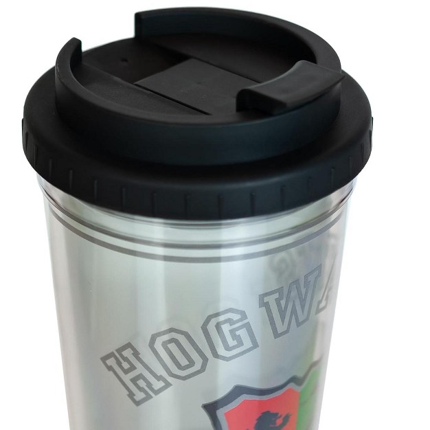 Silver Buffalo Harry Potter Hogwarts Crest 24oz Double Walled Plastic Travel Mug