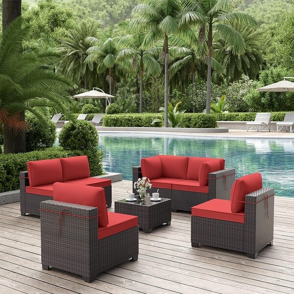 Kullavik 7Piece Rattan Patio Furniture Set Sofa