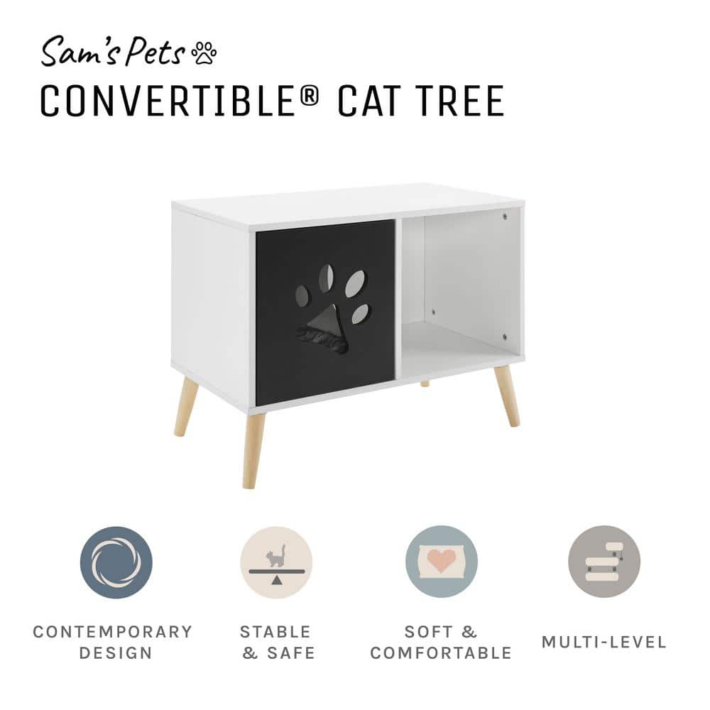 Sam's Pets Convertible 22 in. Black and White Cat Tree End Table SP-CT1265BW