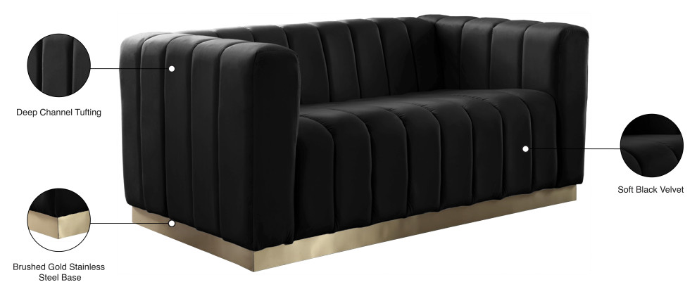 Marlon Velvet Upholstered Set   Contemporary   Loveseats   by Meridian Furniture  Houzz