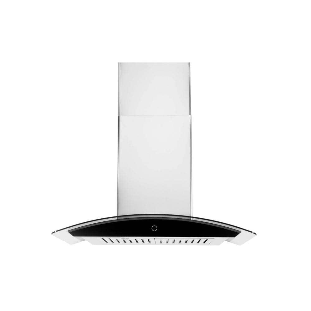 HAUSLANE 30 in Convertible Wall Mount Range Hood with Tempered Glass Baffle Filters in Stainless Steel