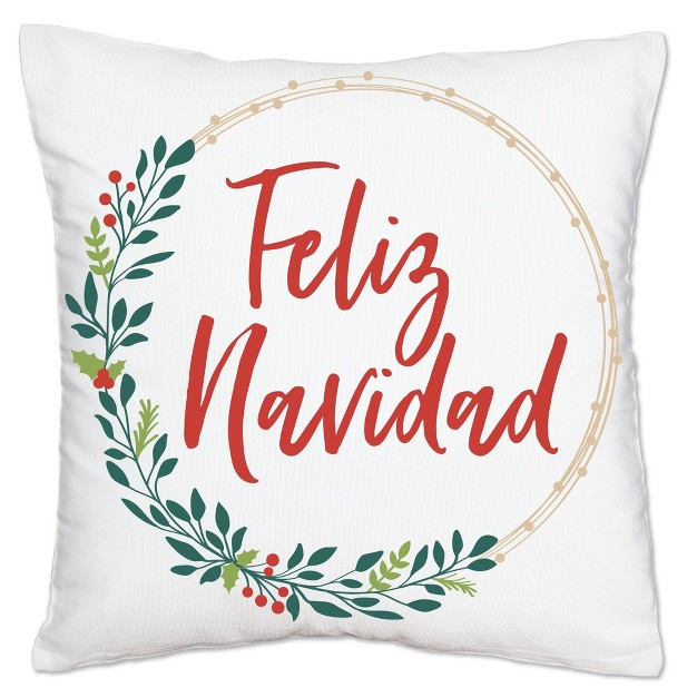 Big Dot Of Happiness Feliz Navidad Holiday And Spanish Christmas Party Home Decorative Canvas Cushion Case Throw Pillow Cover 16 X 16 Inches