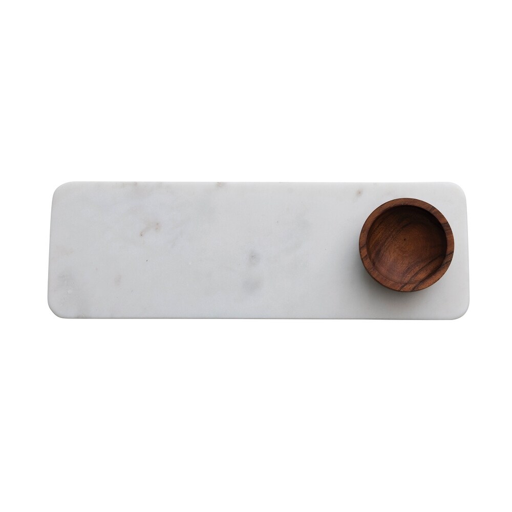 Marble Charcuterie Board with Acacia Wood Bowl   15.0\