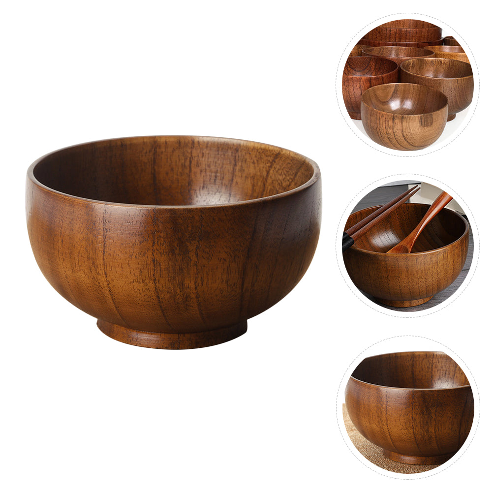 NUOLUX 1pc 10X6.5CM Practical Wood Salad Bowl Creative Thicken Fruits Bowl Round Bowl