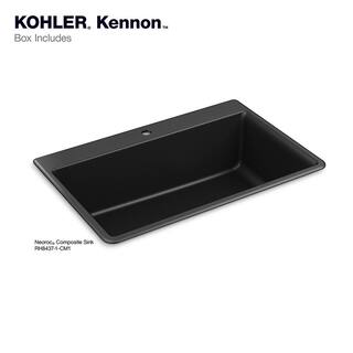 KOHLER Kennon 33 in. 1- Hole Undermount Single Bowl Granite Composite Kitchen Sink in Matte Black RH8437-1-CM1