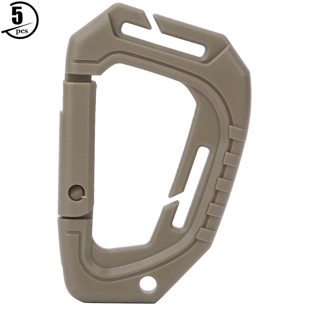 5pcs Lightweight Middle-sized Outdoor Climbing D Shaped Carabiner Backpack Hook Buckle(mud Color )