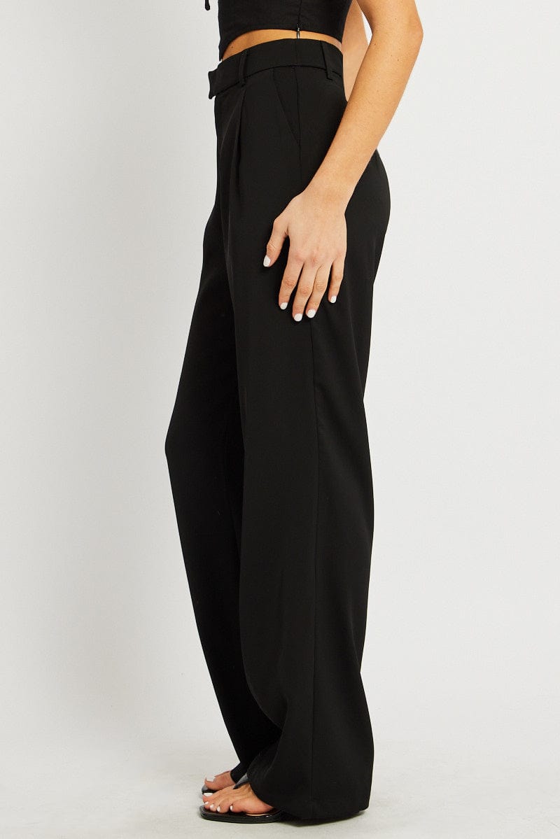 Black Wide Leg Pants Mid Rise
