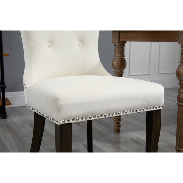 Velvet Dining Chair Tufted Armless Chair Silver Decorative Studs Upholstered Accent Chair， Set of 6