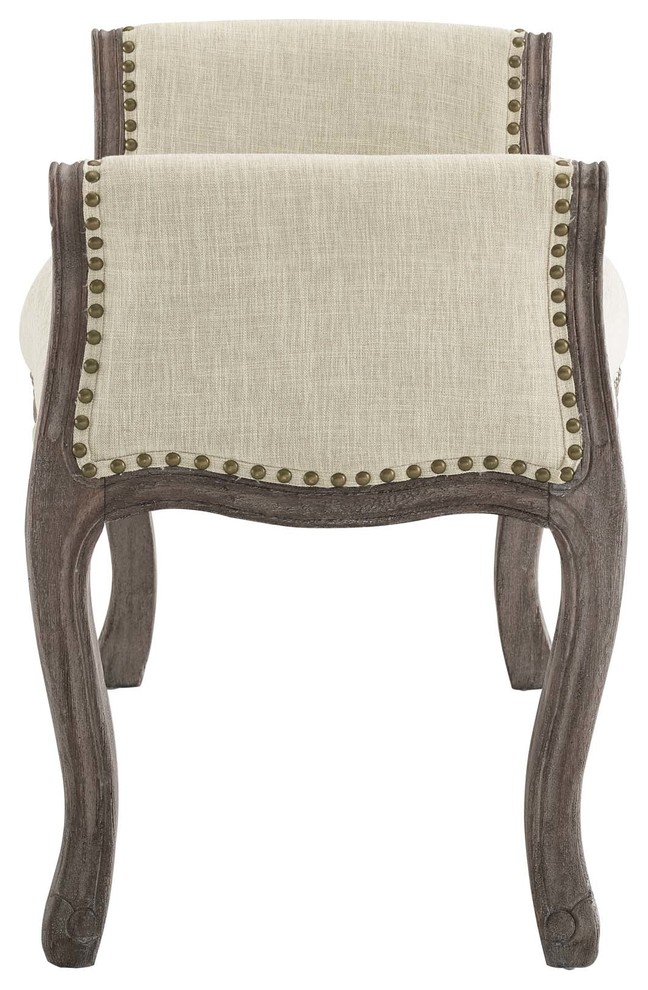 Avail Vintage French Upholstered Fabric Bench  Beige   French Country   Upholstered Benches   by Homesquare  Houzz