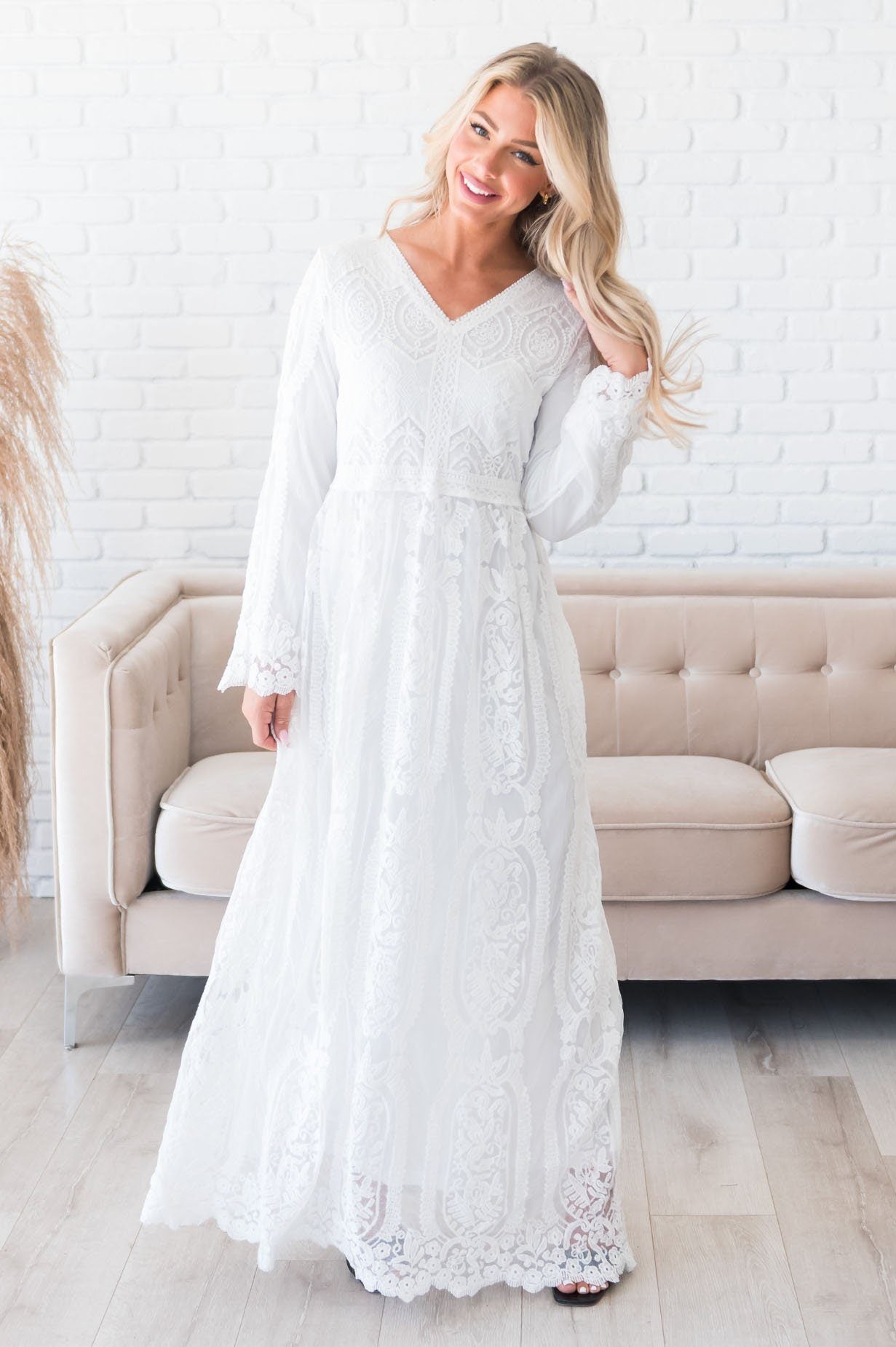 The White Modest Temple Dress