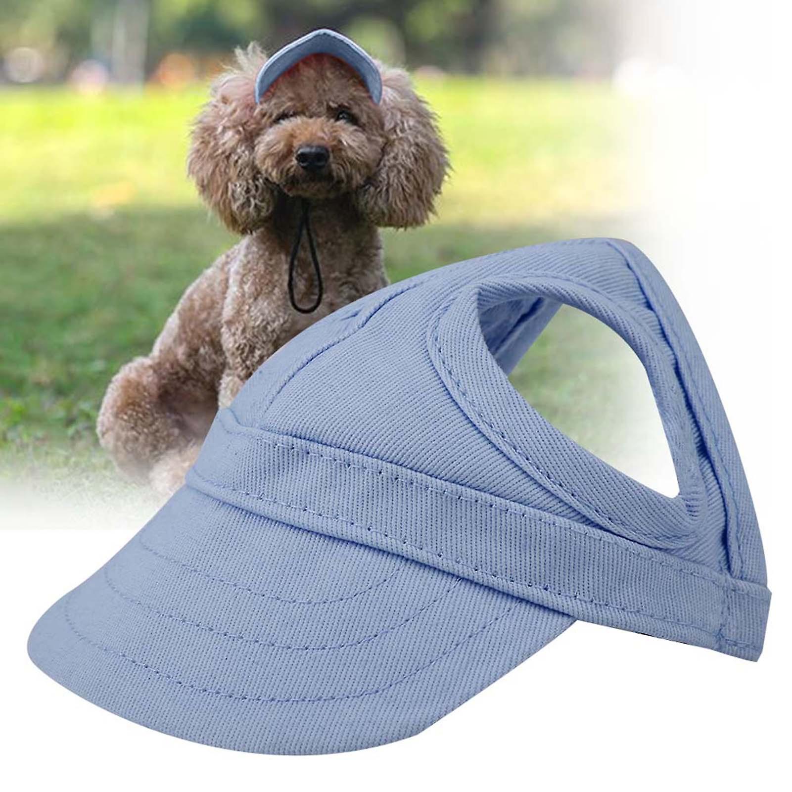 Pet Dog Cat Baseball Outdoor Cap Sunbonnet Adjustable Stripe Summer Travel Sport Hat (blue S)