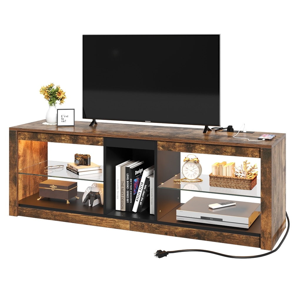 Moasis LED RGB TV Stand w/ Power Outlets for TVs up to 55/60\