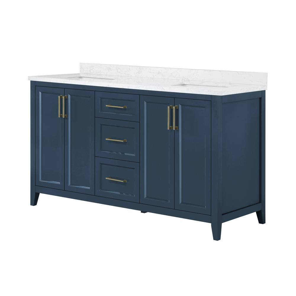 Home Decorators Collection Madsen 60 in. W x 22. D x 34.5 in. H Bath Vanity in Grayish Blue with White Cultured Marble Top Madsen 60GB