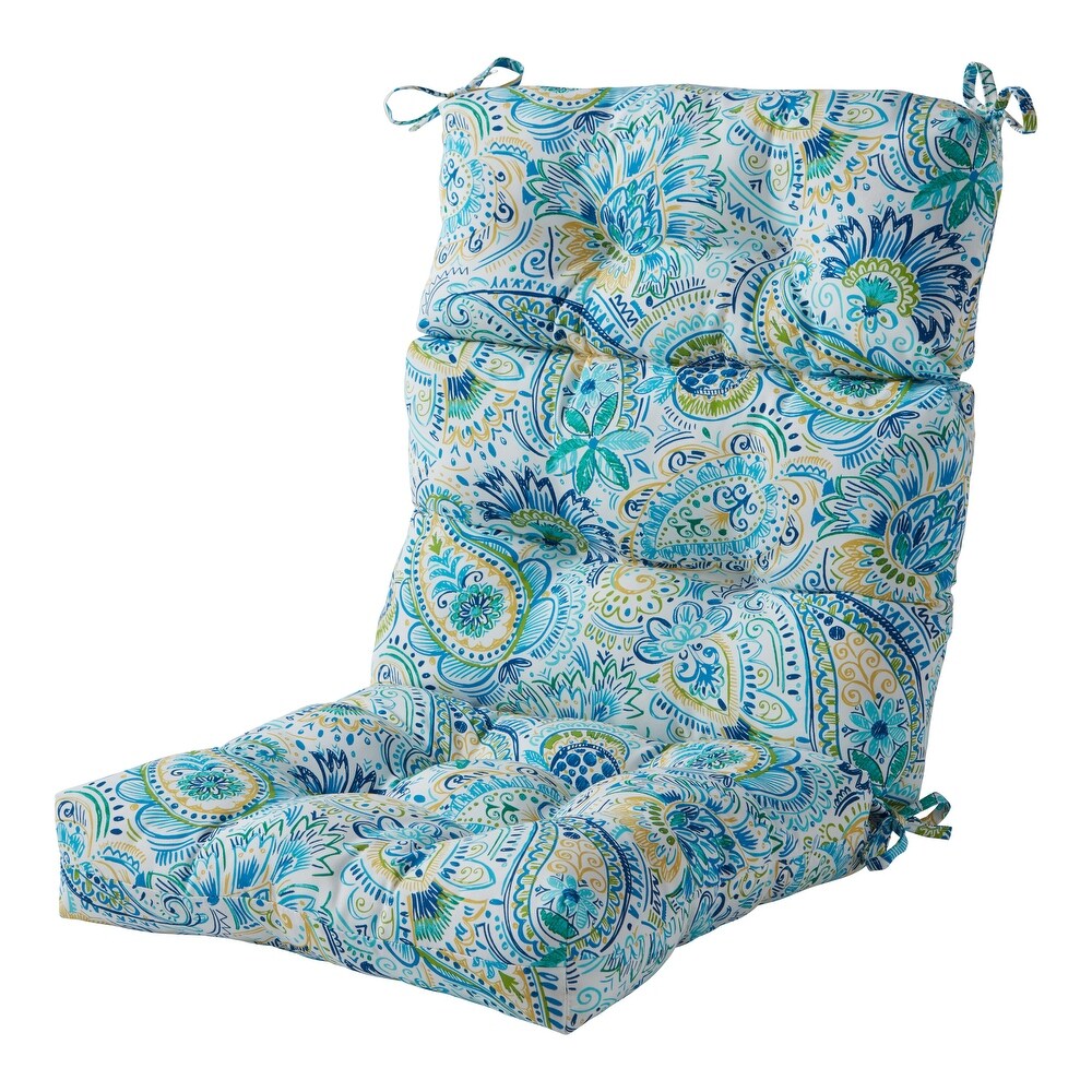 Greendale Painted Paisley Outdoor High Back Chair Cushion   22 W x 44 L