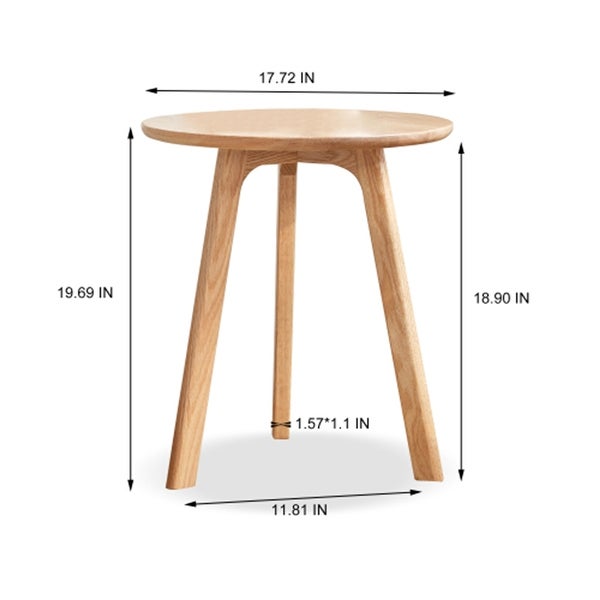 Natural Solid Oak Wood Round End Table