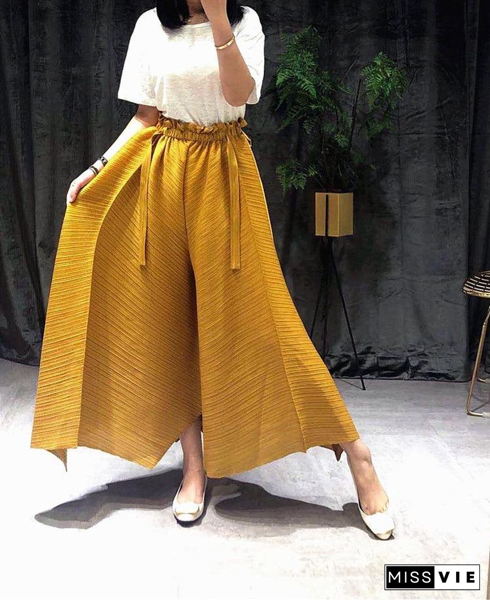 Pleated women harem pants plus size high waist pleated wide leg flare pants Girdle of waist aesthetic harajuku pants