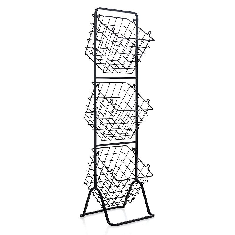 3-Tier Fruit Basket Stand with Adjustable Heights