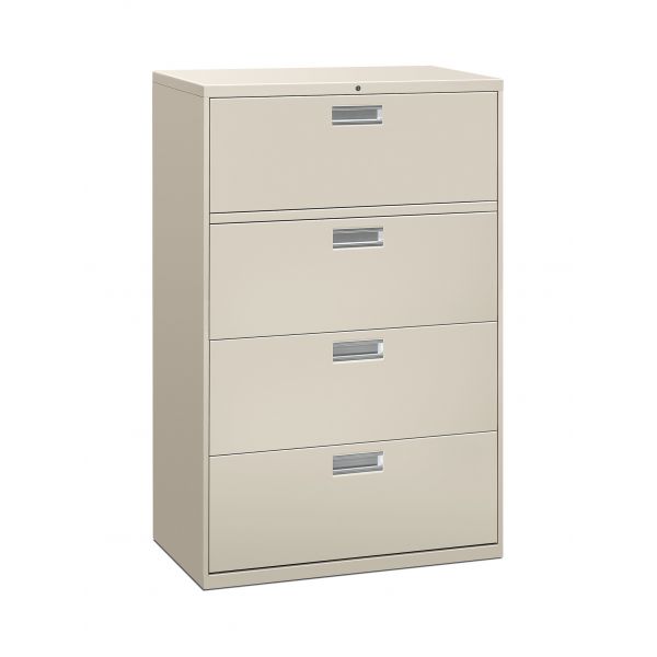 HON 600 Series Four-Drawer Lateral File， Letter/Legal/A4， 36w x 18d， Light Gray