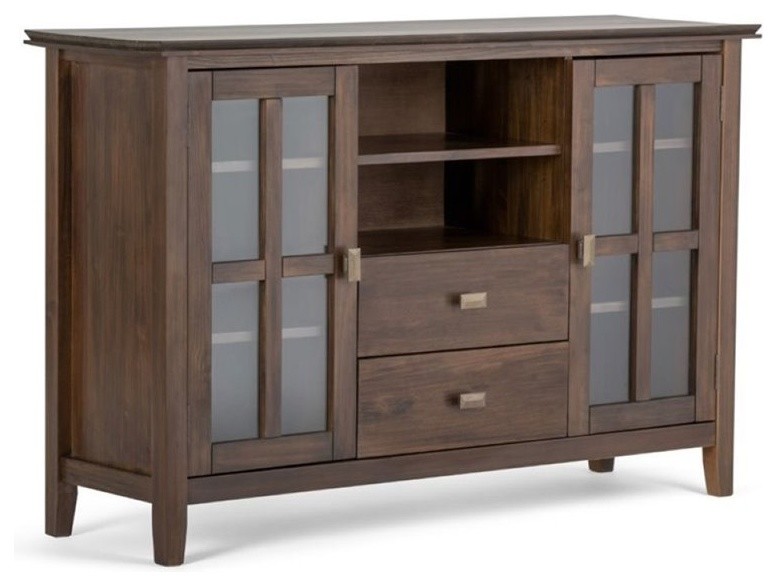 Bowery Hill Transitional Wood TV Stand for TVs up to 53 quotin Natural Aged Brown   Transitional   Entertainment Centers And Tv Stands   by Homesquare  Houzz