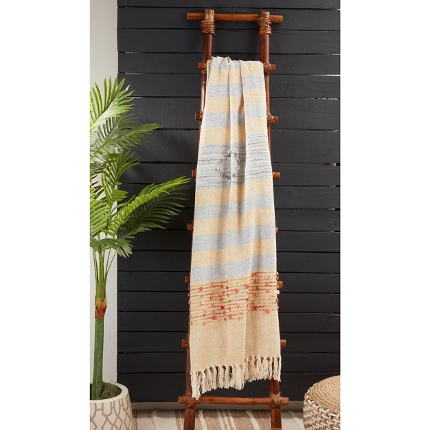 Saro Lifestyle Striped Throw With Fringed Edges