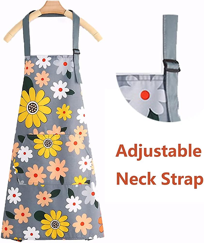 Gardening Apron Plus Size Kitchen Aprons For Women With Pockets Waterproof Apron Flower Floral Kitchen Gardening Drawing Craft