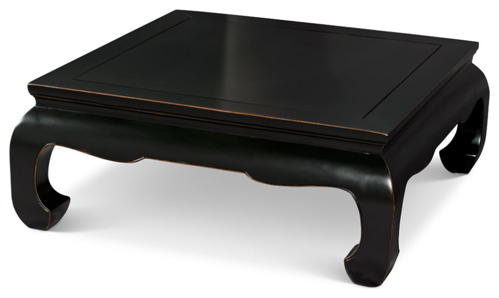 Distressed Black Elmwood Chinese Ming Chow Square Coffee Table   Asian   Coffee Tables   by China Furniture and Arts  Houzz