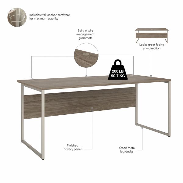 Bush Business Furniture Hybrid 72W x 36D Computer Table Desk with Metal Legs in Modern Hickory