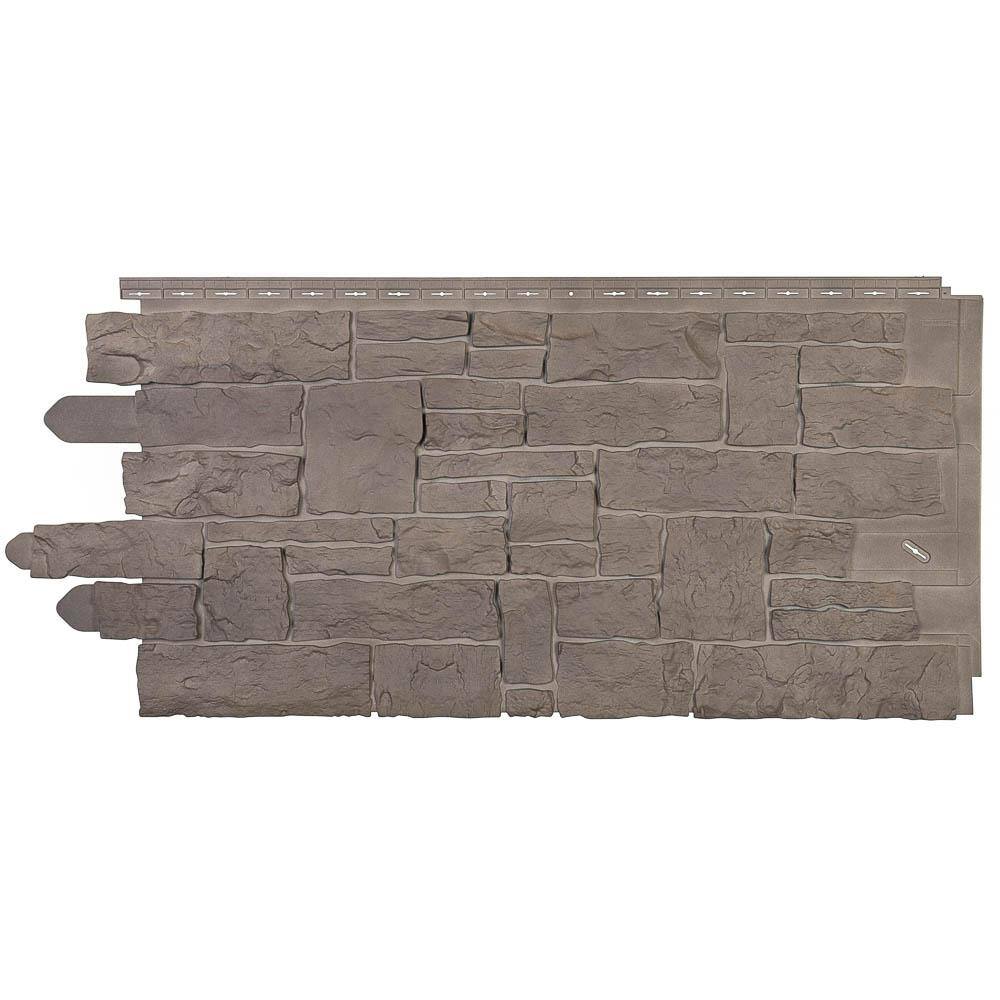 Novik Stacked Stone 45 in. x 20-14 in. Polymer Smoke Gray Vinyl Siding (10-Pack) 100140002